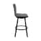 Armen Living Jermaine 26" Counter Height Swivel Bar Stool in Matt Black Finish with Gray Faux Leather 721535762002 - alternate 3